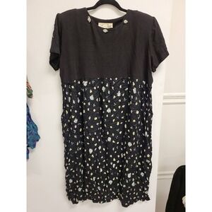 Mama Mia Dress Floral Black Short Sleeve Midi Vintage Womens Size Unspecified